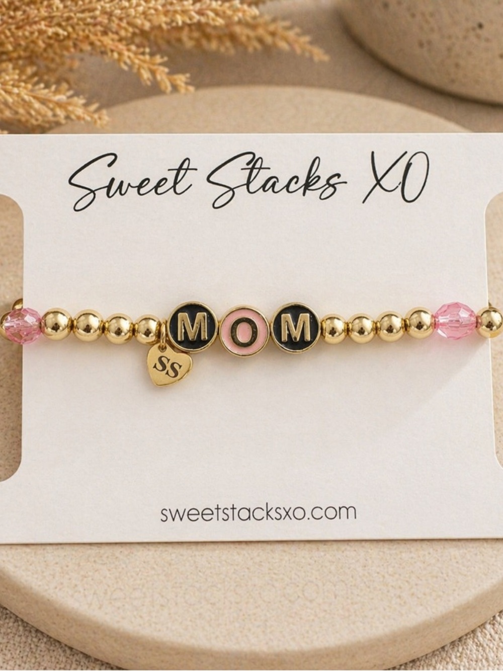 Sweet Stacks Signature Beaded “MOM” Bracelet